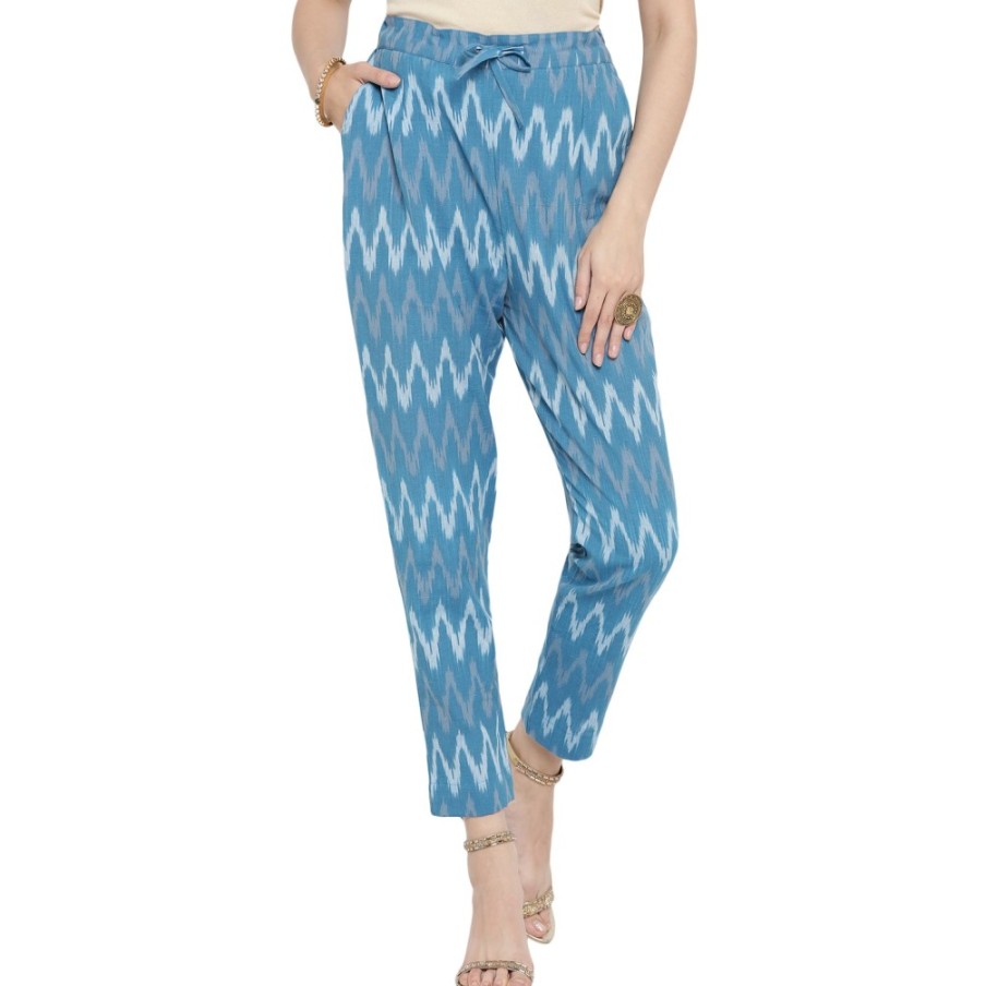 Darzaania Grey Ikat Cotton Trousers